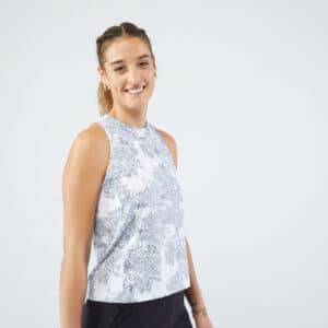 Damen Tennis Top - Rundhals Dry Soft Floraldruck weiss