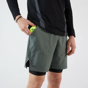 Herren Tennisshorts mit Radlerhose 2-in-1 - Thermic grau/khaki/schwarz