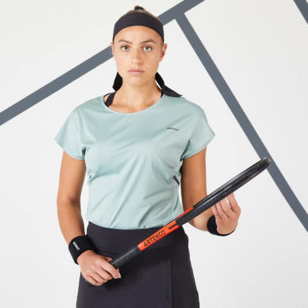 Tennis T-Shirt Damen - Dry Soft 500 graugrün