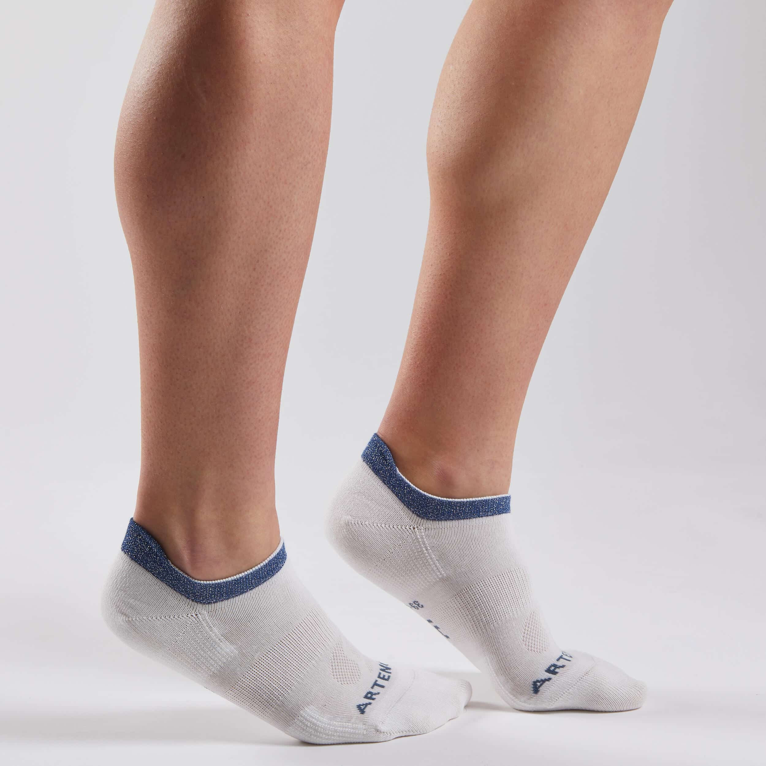 Tennissocken Bio-Baumwolle Low - RS 160 weiss/blau ein Paar