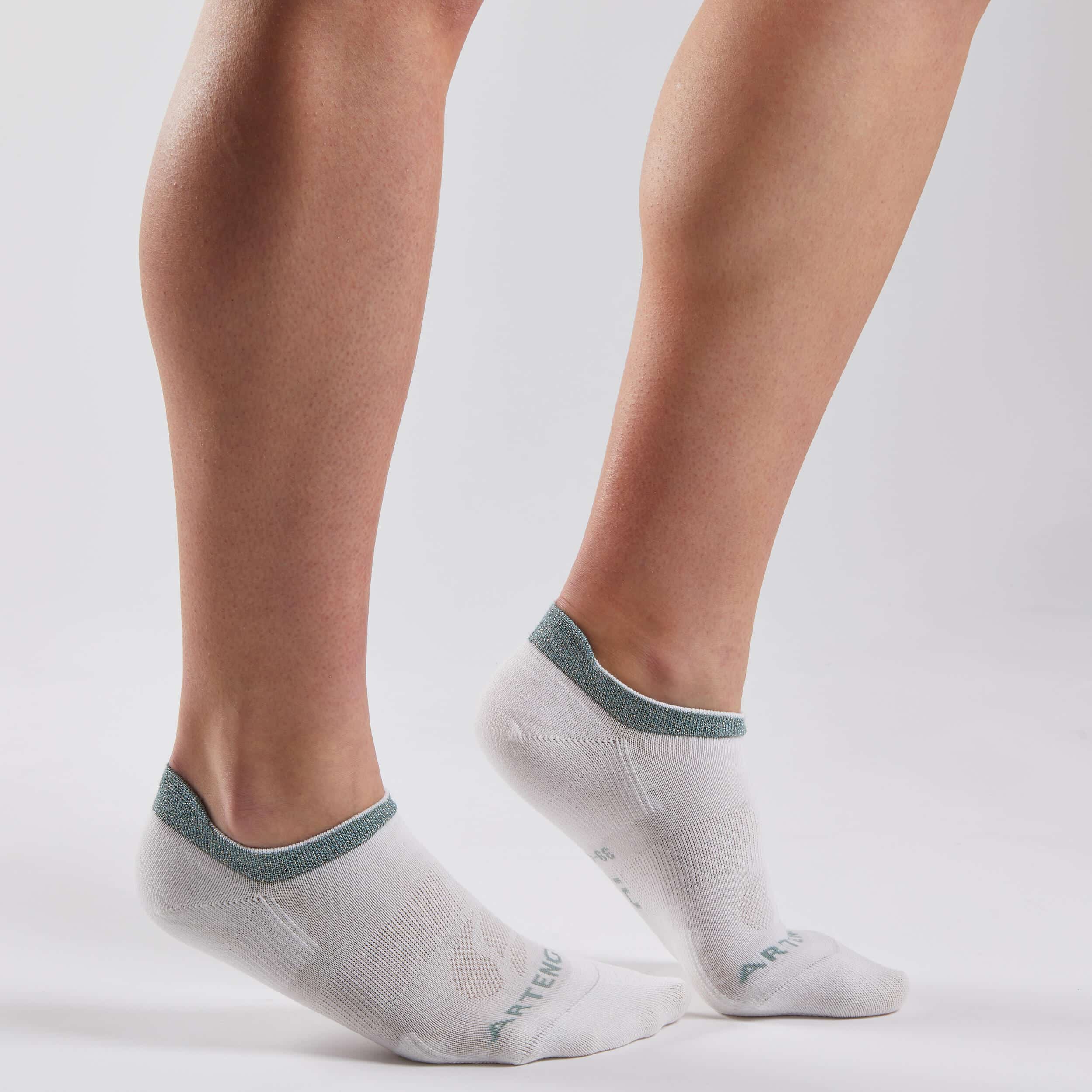 Tennissocken Bio-Baumwolle Low - RS 160 weiss/grün ein Paar