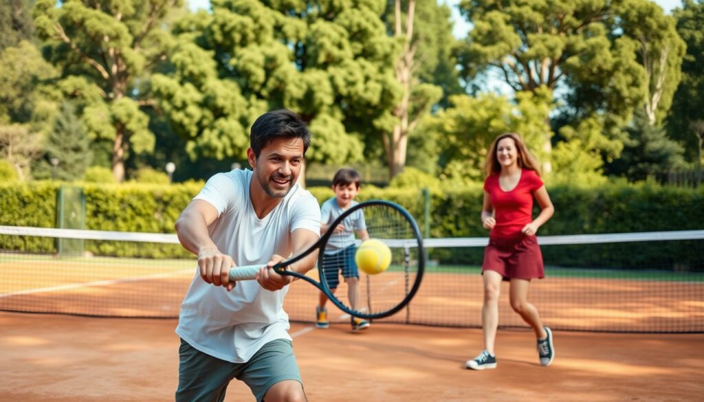Familie im Tennis